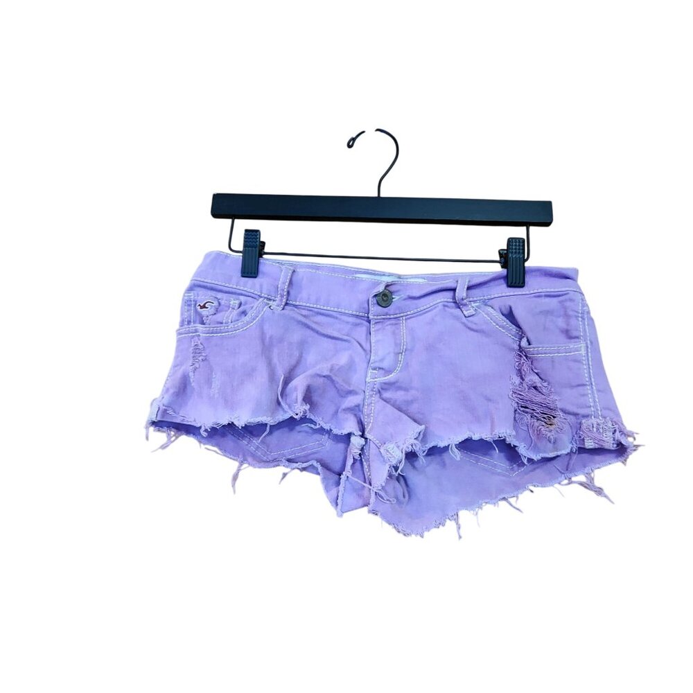 Hollister Womens Distressed Purple Denim Bootie Shorts W26